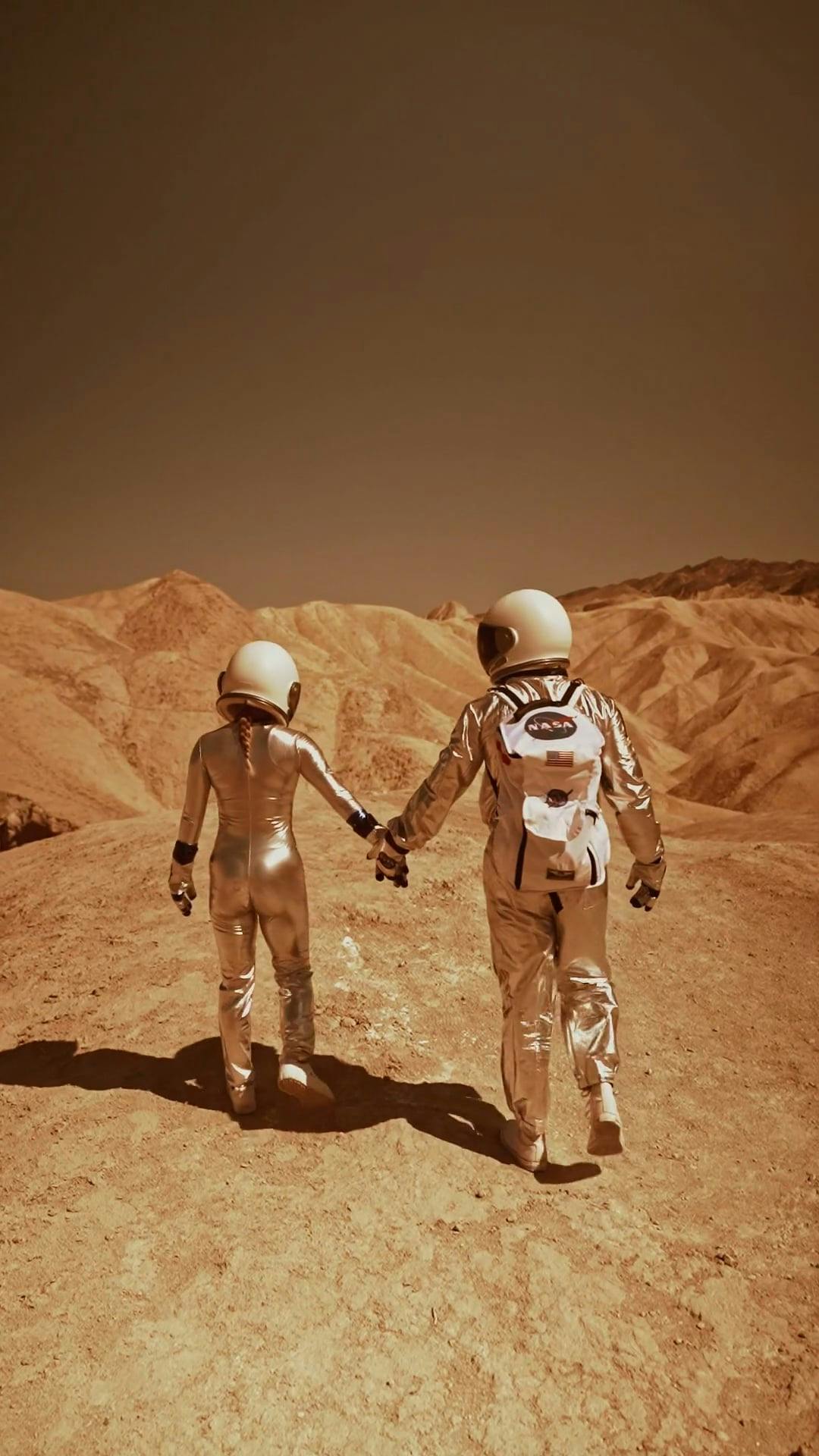 An Astronaut Couple Walking on Mars · Free Stock Video