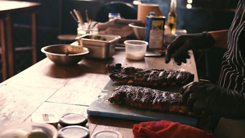 A Smoked Steaks on a Chopping Board