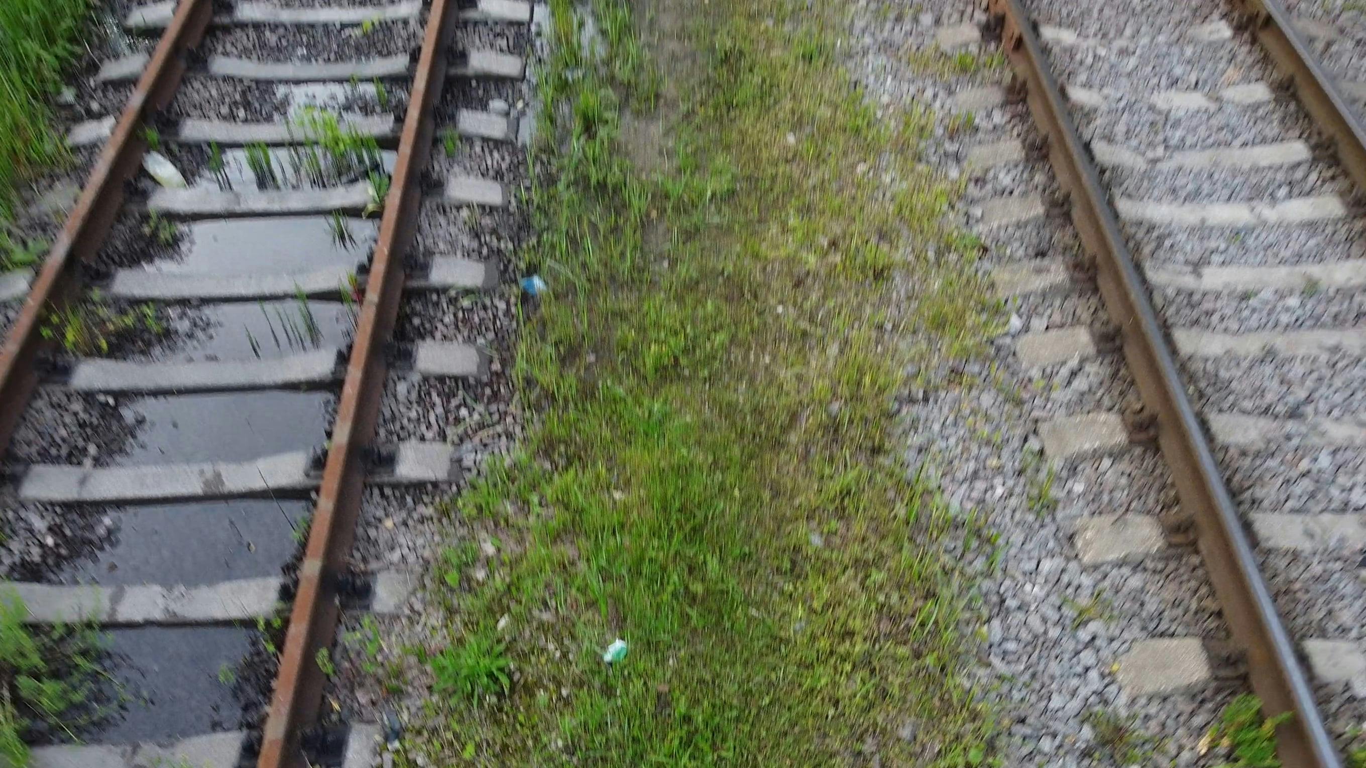 Pull Out Shot of Railroad Tracks · Free Stock Video