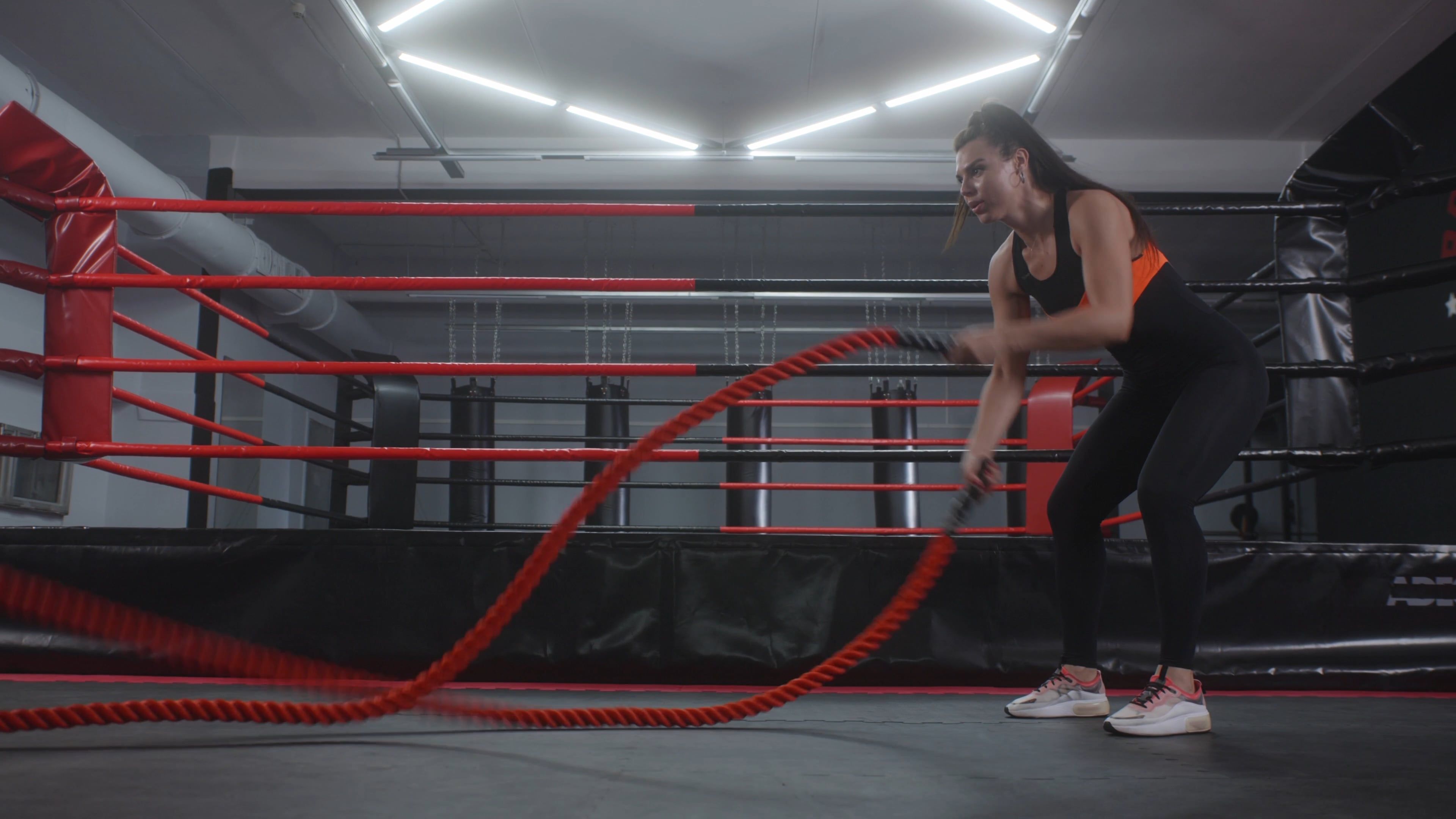 Boxer Doing Battle Rope Workout Free Stock Video Footage, Royalty-Free ...