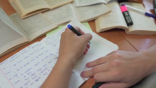Person Writing on a Notebook