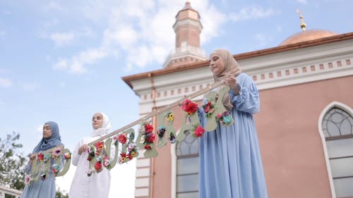 Women Wearing Hijab Outside the Mosque