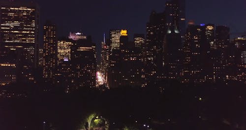 Drone Footage of City at Night