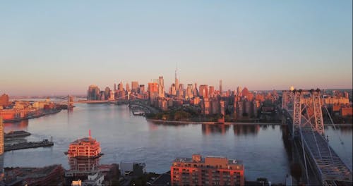 Drone Footage of the East River in New York City