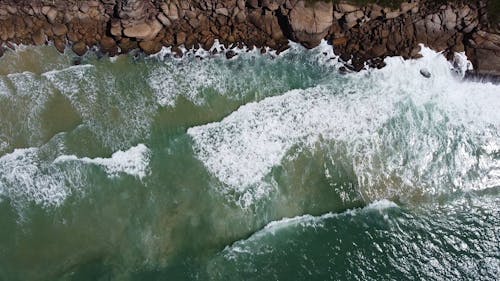 Tracking Shot of a Rocky Coastline