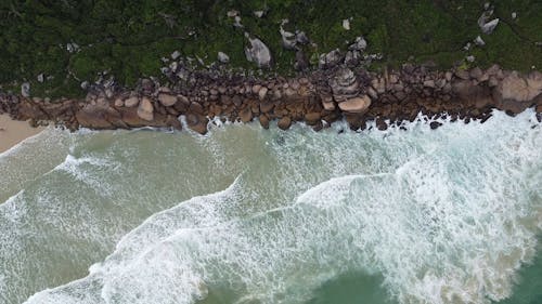 Tracking Shot of a Rocky Shoreline