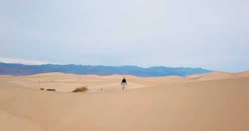 Woman Walking In a Desert Then Lying on the Ground