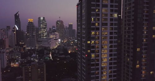 Drone Footage of Buildings at Night