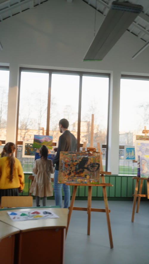Children in a Art Exhibit Showroom