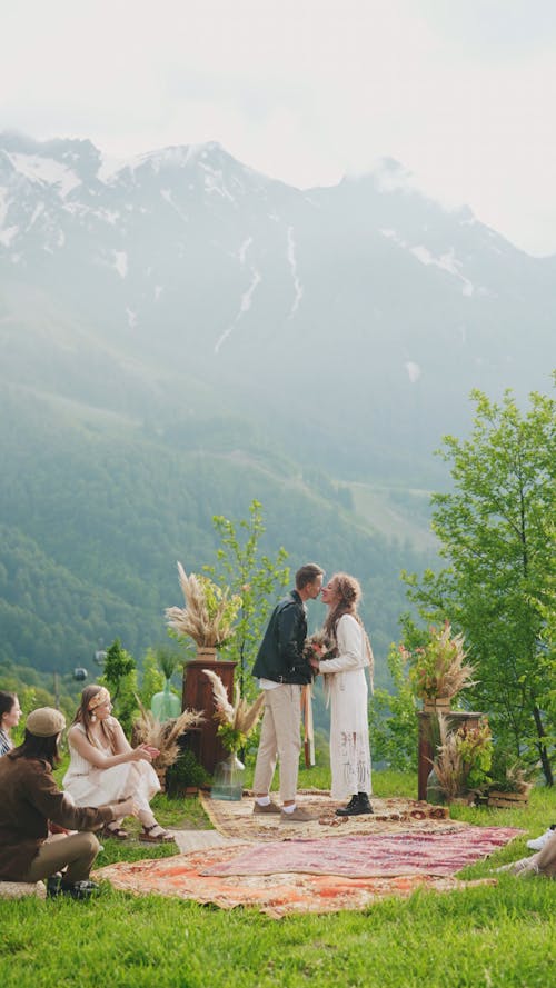 Newlyweds Kissing Each Other