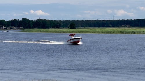 A Person Driving a Speedboat