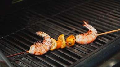 close up video of food on a griller