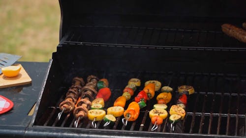 Cooking Skewers On A Griller 