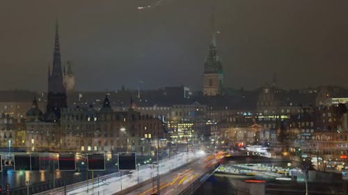 Timelapse W Sztokholmie Nocą