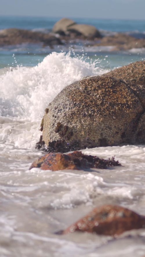 Ocean Waves Crashing On Rocks