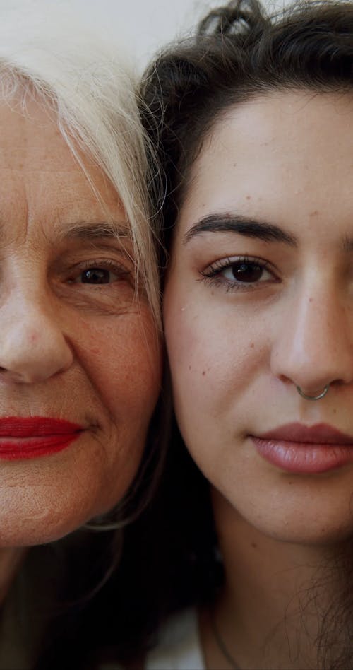 A Close up of a Young Woman and an Old Woman