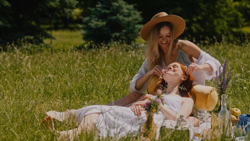 Two Women doing Picnic Together