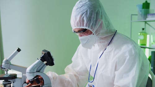 A Person Using Microscope