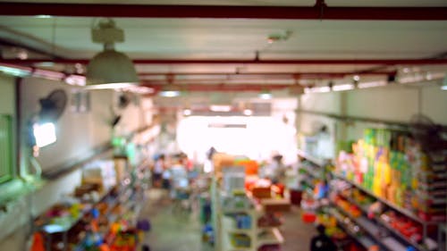 Blurry Footage of People Inside a Grocery Store