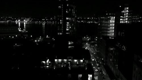 Zwart Wit Uitzicht Op Een Stad