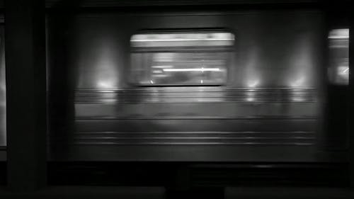 Black And White Footage Of Train Passing