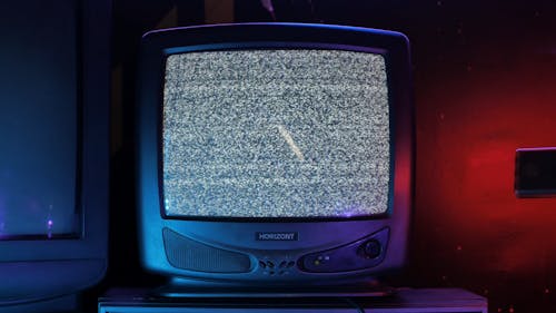 Close Up of a Static Television