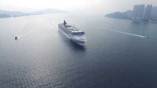 Aerial Shot Of Cruise Ship