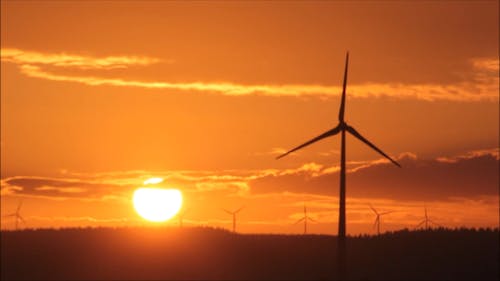 Video Footage Of Windmills During Sunset