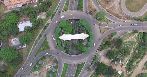 Drone Shot Of Busy Road