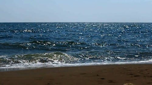 Strong Beach Waves Hitting Shore