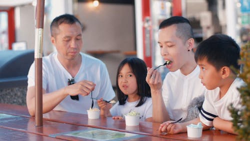 A Family Eating Ice Cream