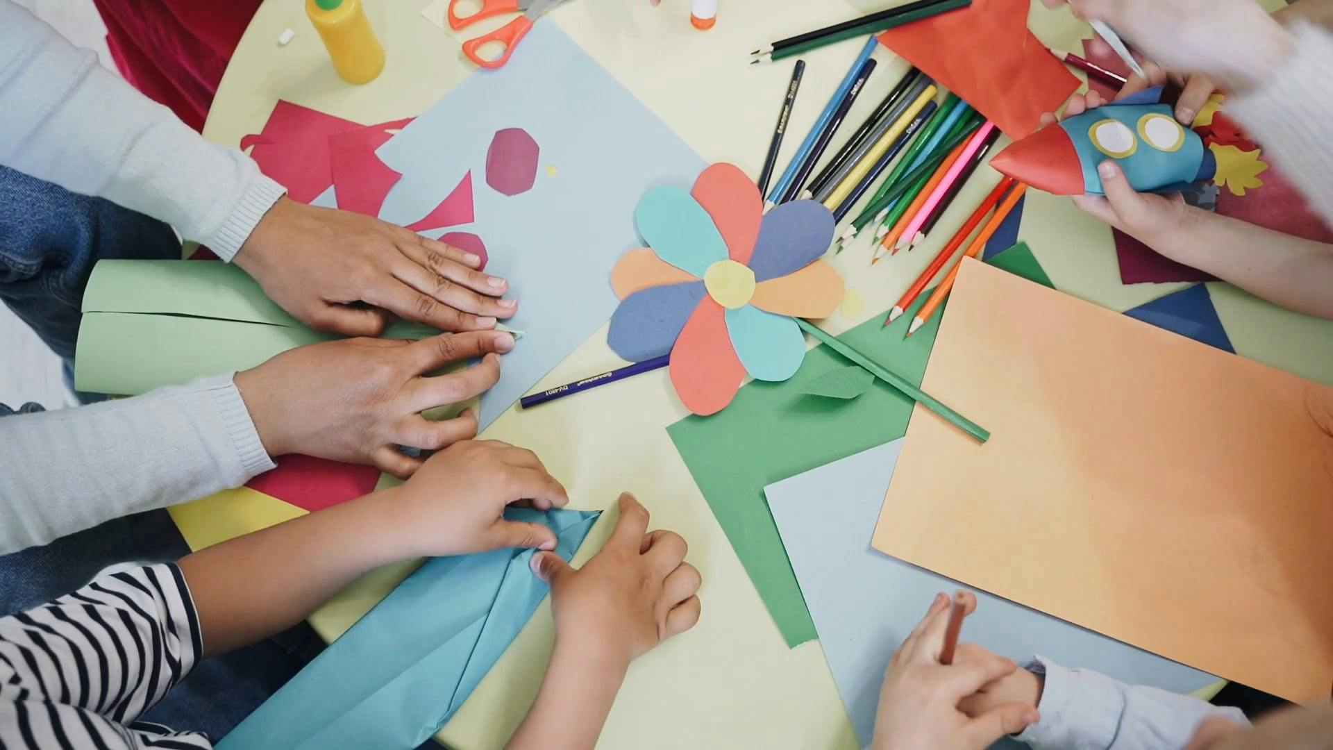 Group of Children Making Origami · Free Stock Video