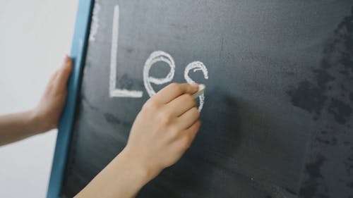 Person Writing On Blackboard