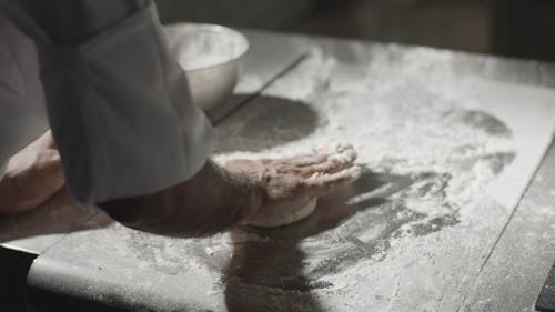 Baker's Hand Preparing Dough
