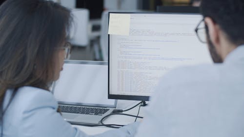 People Checking Out the Programming in a Computer