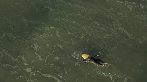 A Drone Footage of a Man Surfing