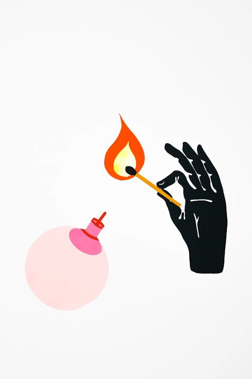 An Animation of a Hand Lighting a Bomb