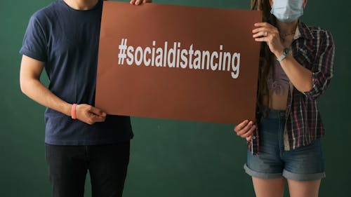 Man and Woman Holding a Poster