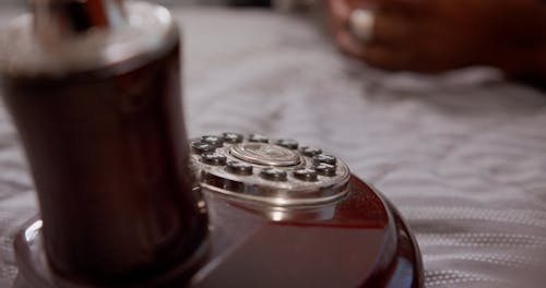 Close-Up Video of a Vintage Telephone Dial Pad