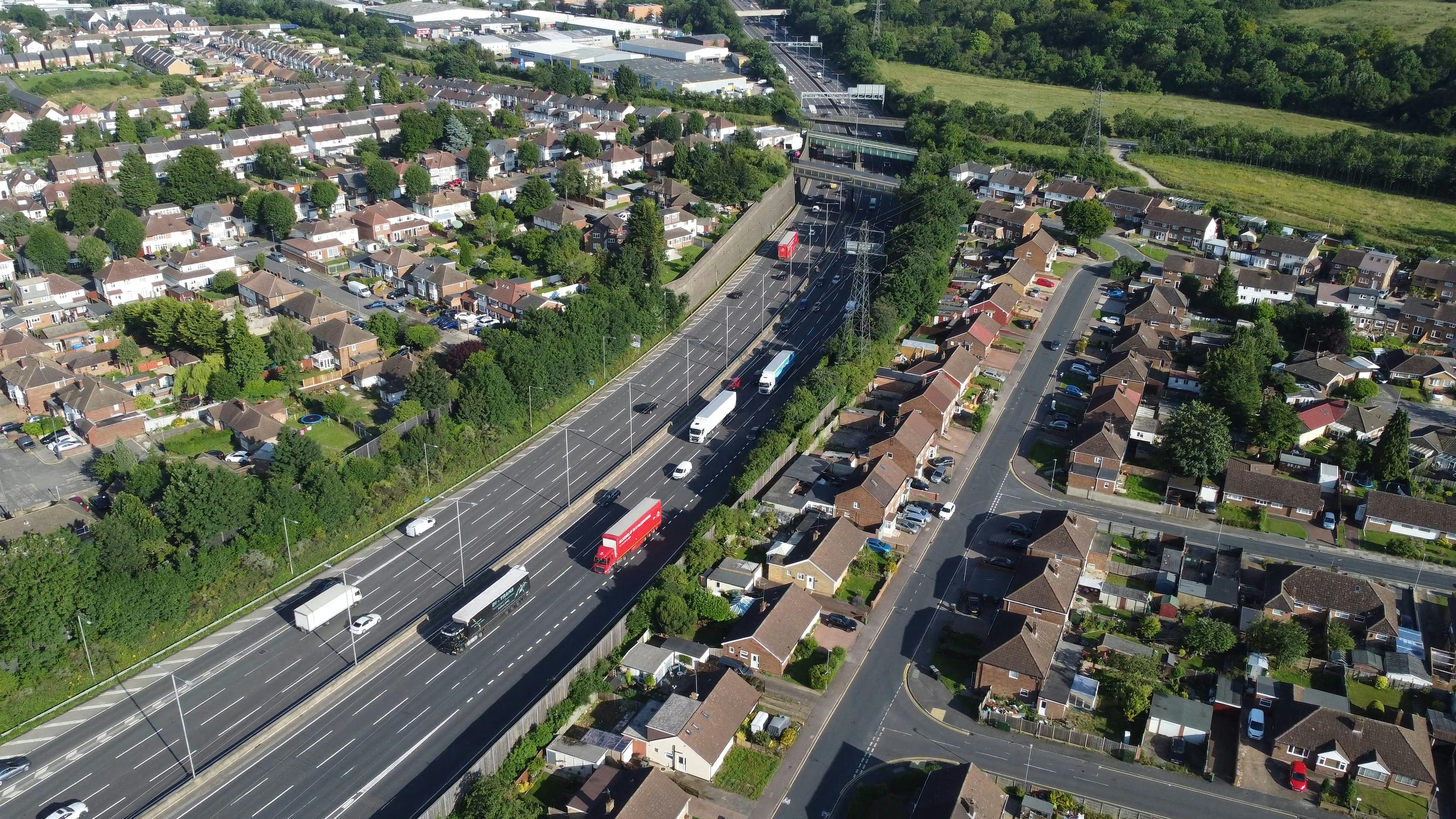 Residential Houses and Industrial Area Near A Highway · Free Stock Video