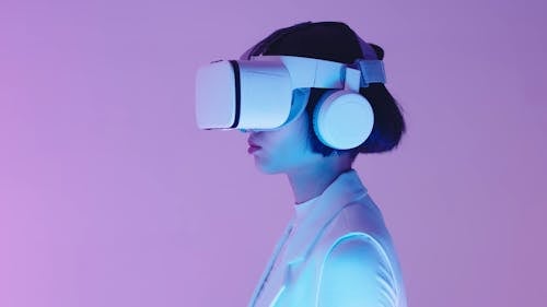 Woman using Virtual Reality Headset