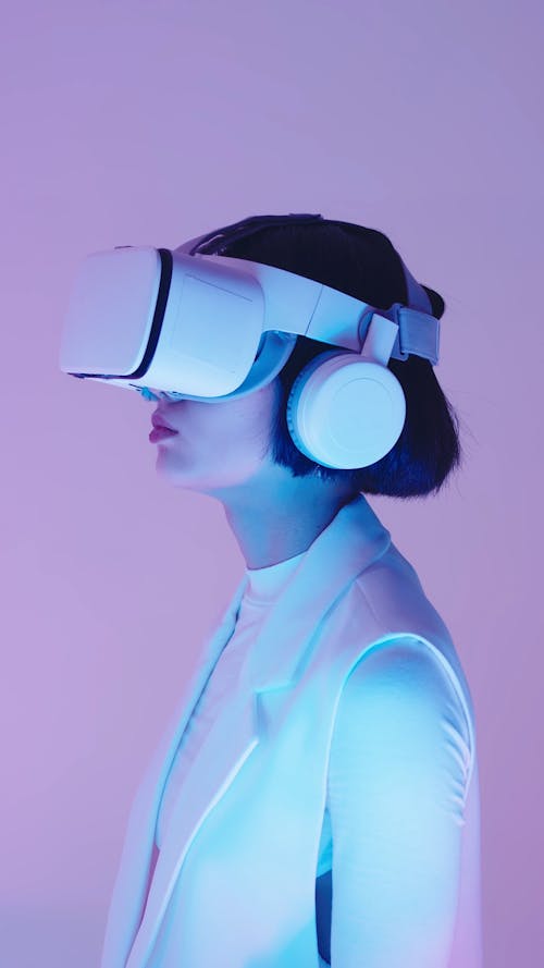 Woman Wearing Virtual Reality Headset
