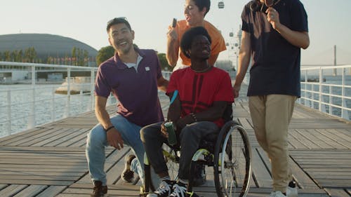 A Group of Friends in The Harbor Boardwalk