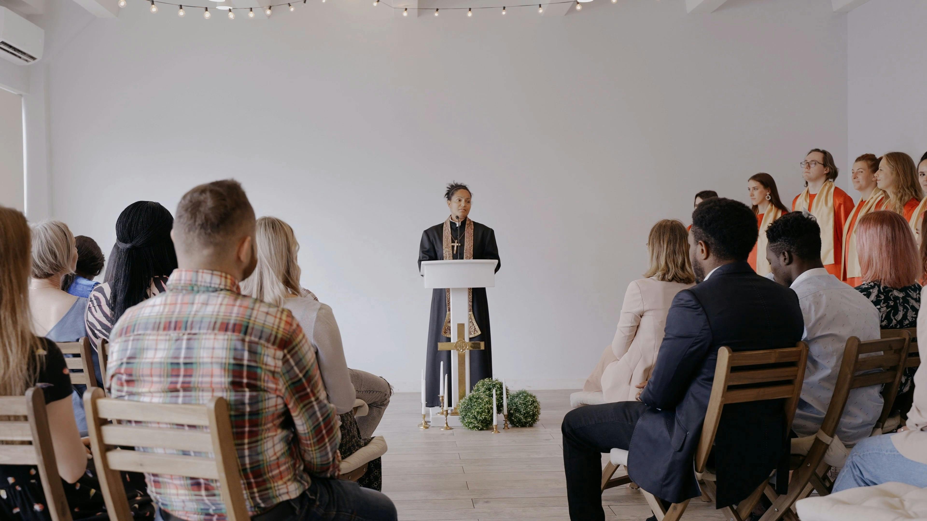 A Female Pastor Talking in Church Free Stock Video Footage, RoyaltyFree 4K & HD Video Clip