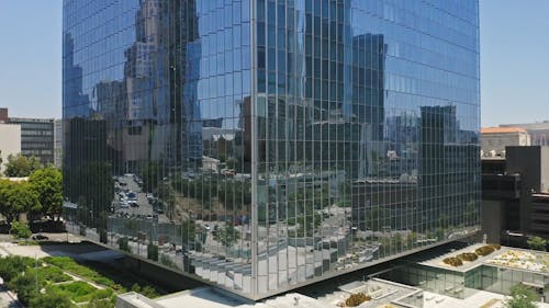 Drone Footage of a Glass Building