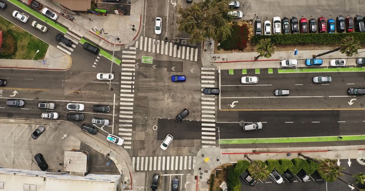 Aerial View of an Intersection Free Stock Video Footage, Royalty-Free ...