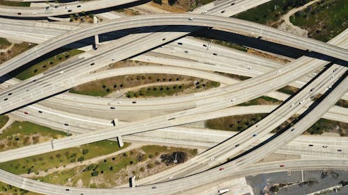 Drone Footage of Moving Cars on Flyover