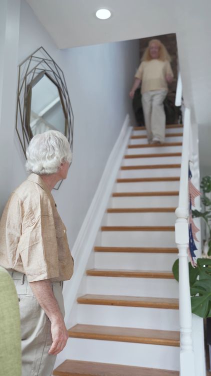 A Woman Walking while Going Down on a Stairs Free Stock Video Footage ...