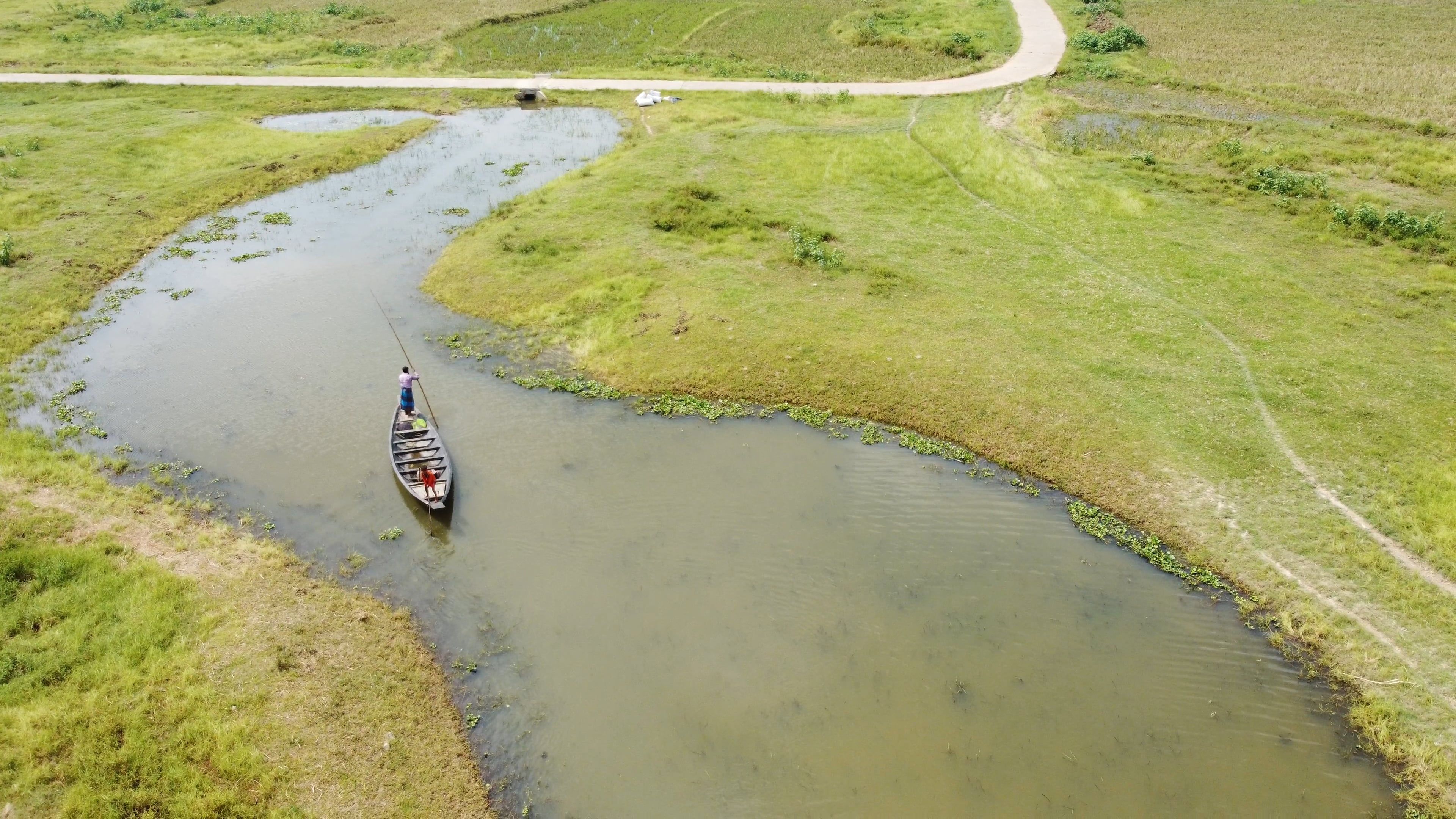 Aerial Footage of a Man Boating on a Lake Free Stock Video Footage ...