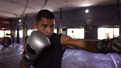 A Boxer Hitting a Punching Bag